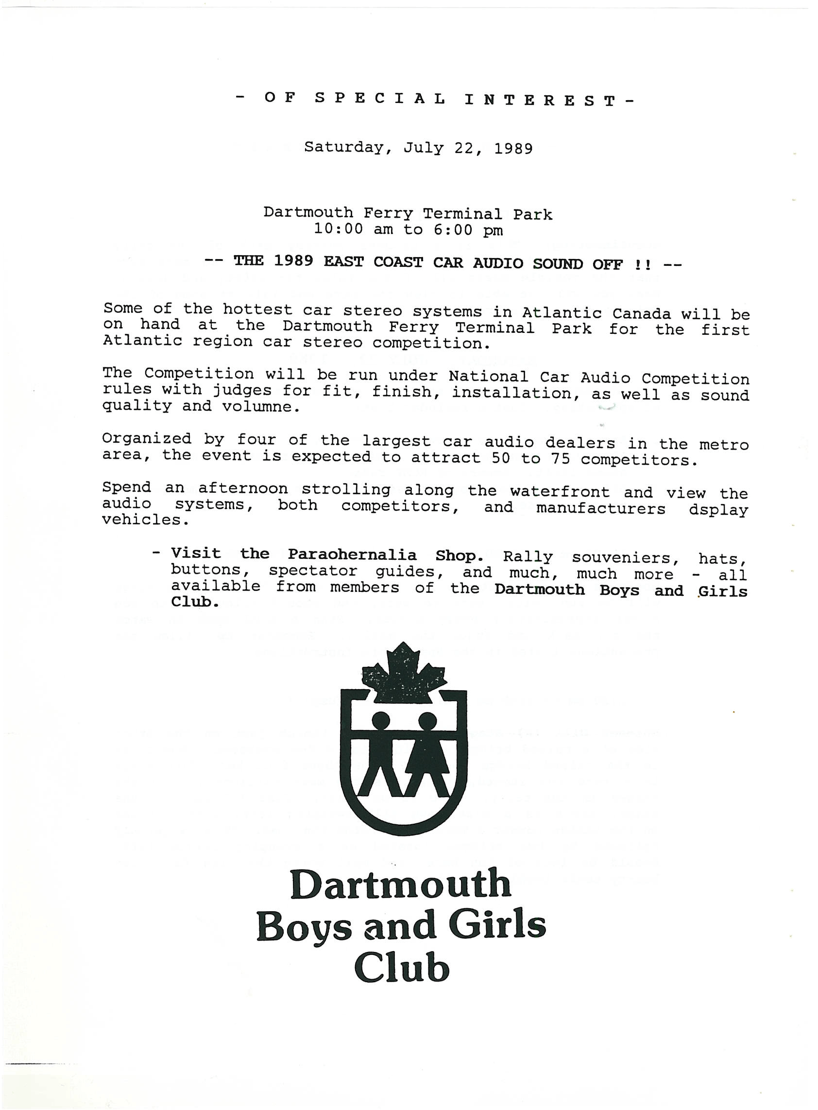 Dartmouth Highlands Rally, 1989